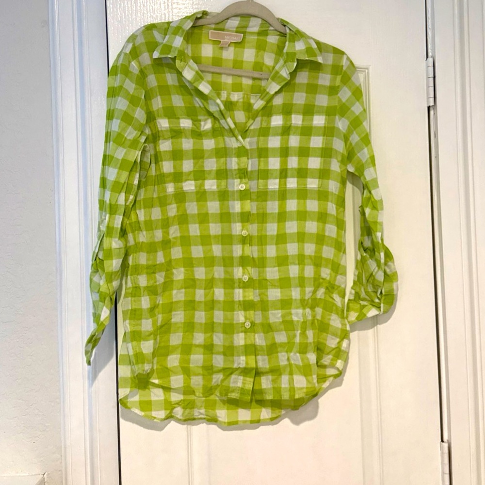 Michael Kors checkered button up rouch look EUC
